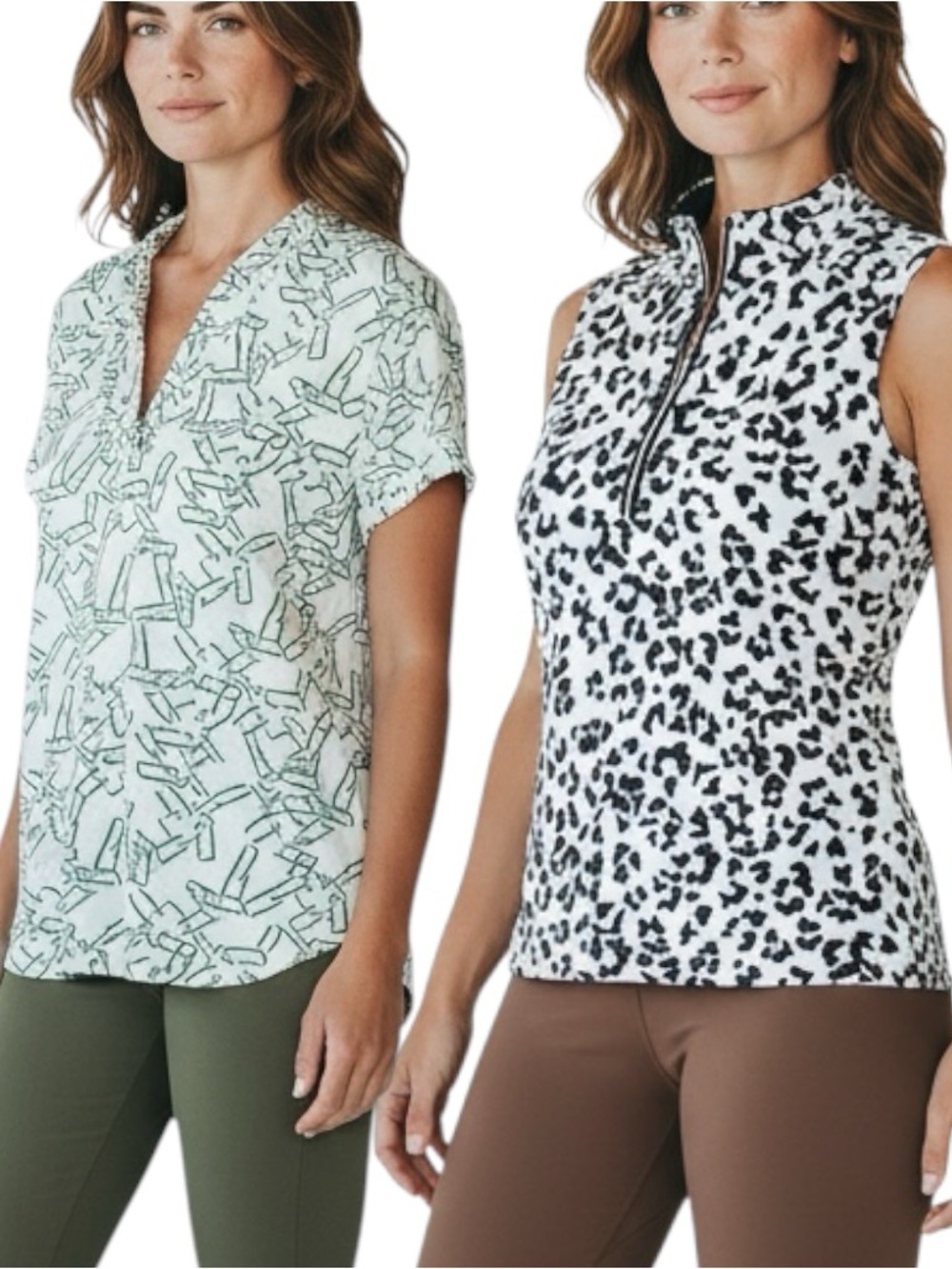 Tail Activewear Top Lot/2 Geo & Animal Print  Short Sleeve Shirt Sz L